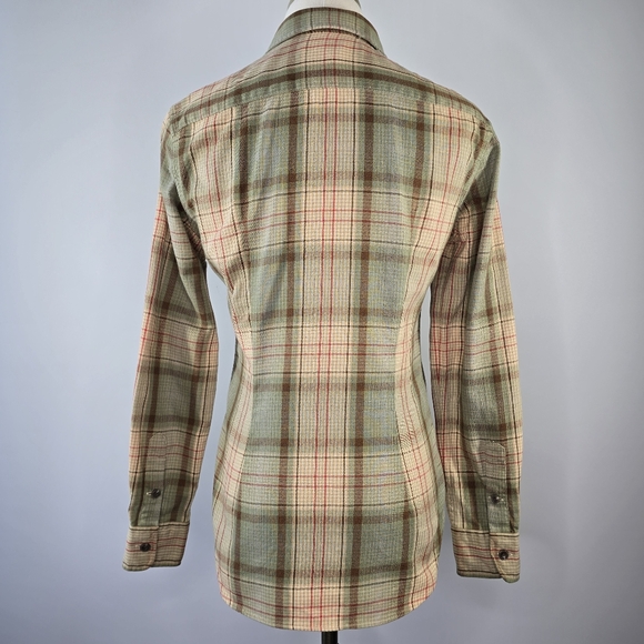 Ralph Lauren Plaid Western Cotton Shirt Suede Shoulder Patch Women's Size 4 - Picture 2 of 4